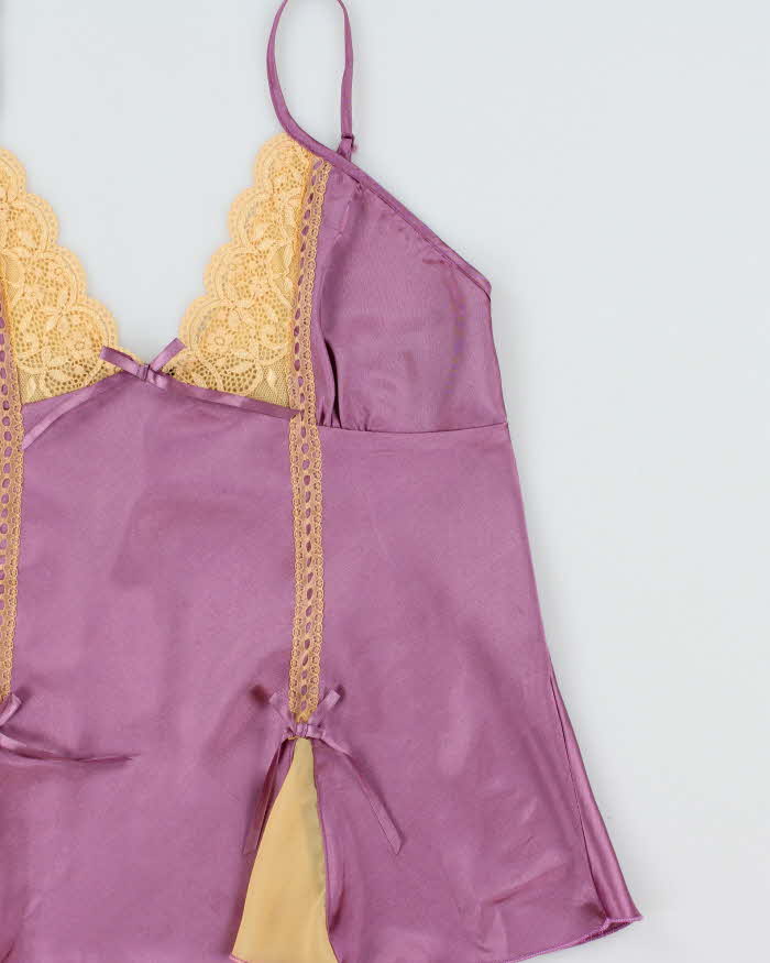 Vintage 2000s Maximaxi Satin Lace Cami Top - L