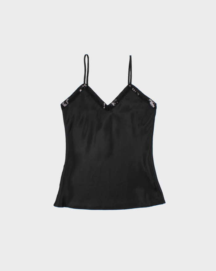 Vintage 1990s Pepper Sequin Trim Satin Cami Top - S