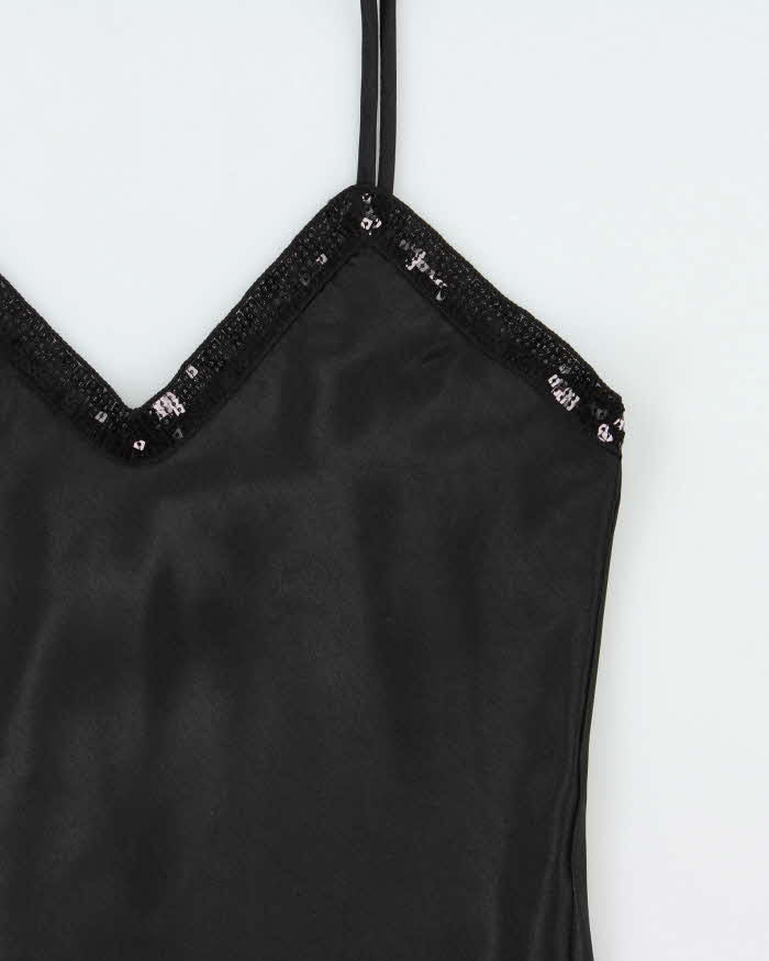 Vintage 1990s Pepper Sequin Trim Satin Cami Top - S