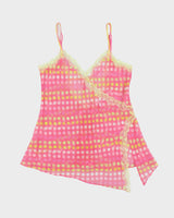 Vintage Y2k 2000s La Senza Mesh Polka Dot Lace Trim Cami Top - L