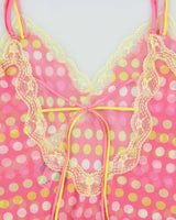 Vintage Y2k 2000s La Senza Mesh Polka Dot Lace Trim Cami Top - L