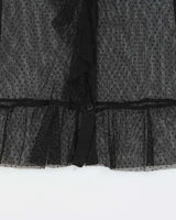 Vintage 1990s San Joy USA Mesh Polka Dot Ruffle Blouse - S