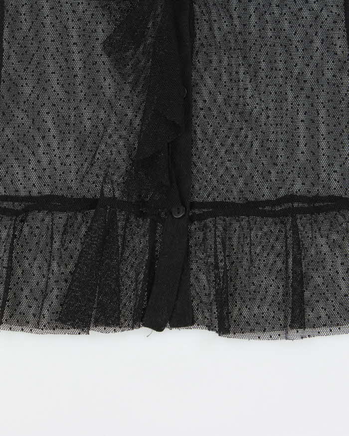Vintage 1990s San Joy USA Mesh Polka Dot Ruffle Blouse - S