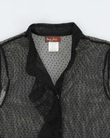 Vintage 1990s San Joy USA Mesh Polka Dot Ruffle Blouse - S