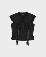 Vintage 2000s Moda International Lace-up Ruched Detail Blouse - S