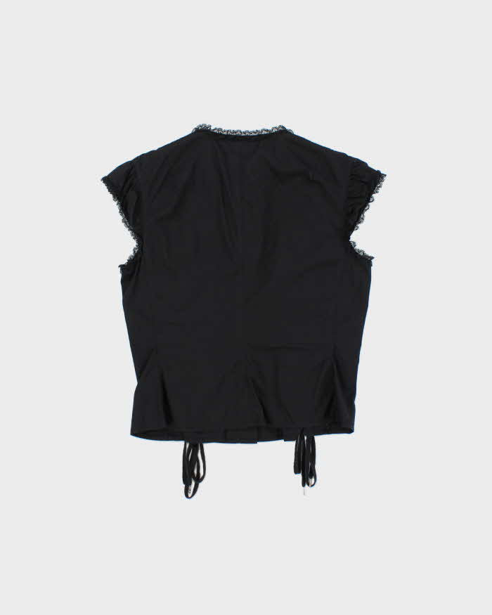 Vintage 2000s Moda International Lace-up Ruched Detail Blouse - S