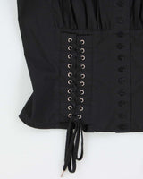 Vintage 2000s Moda International Lace-up Ruched Detail Blouse - S