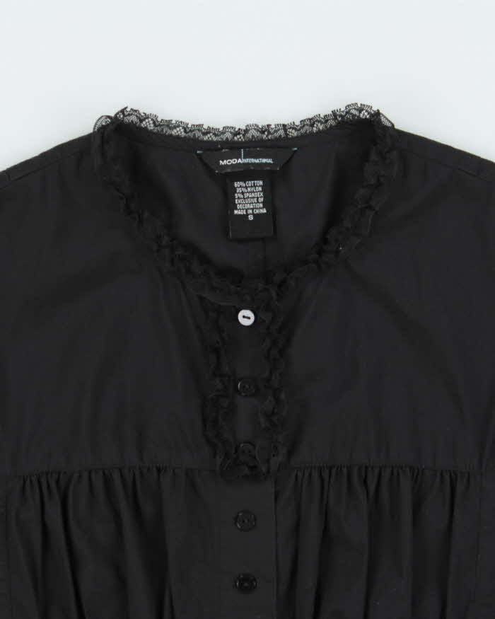 Vintage 2000s Moda International Lace-up Ruched Detail Blouse - S