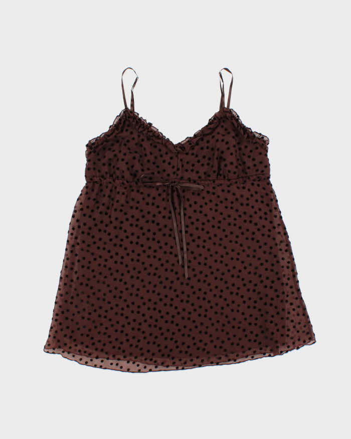 Vintage Y2k 2000s No Boundaries Velvet Polka Dot Cami Top - L