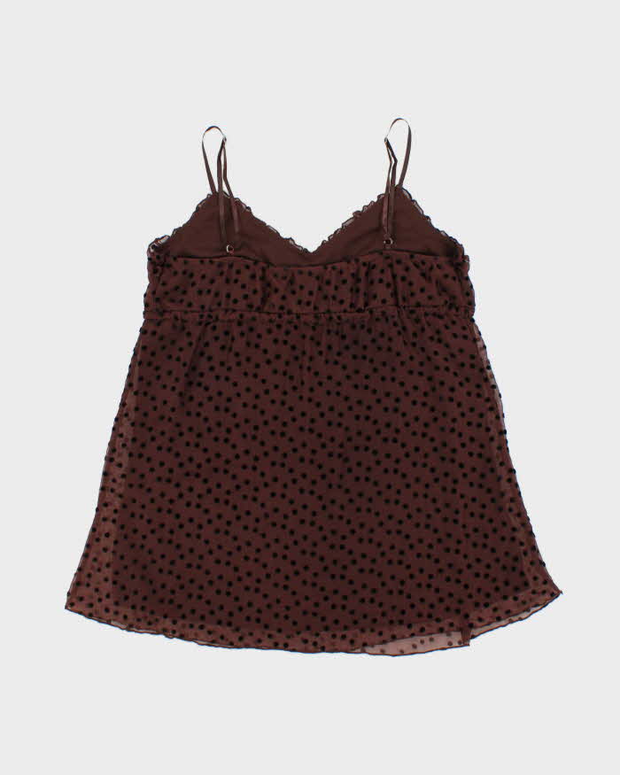 Vintage Y2k 2000s No Boundaries Velvet Polka Dot Cami Top - L