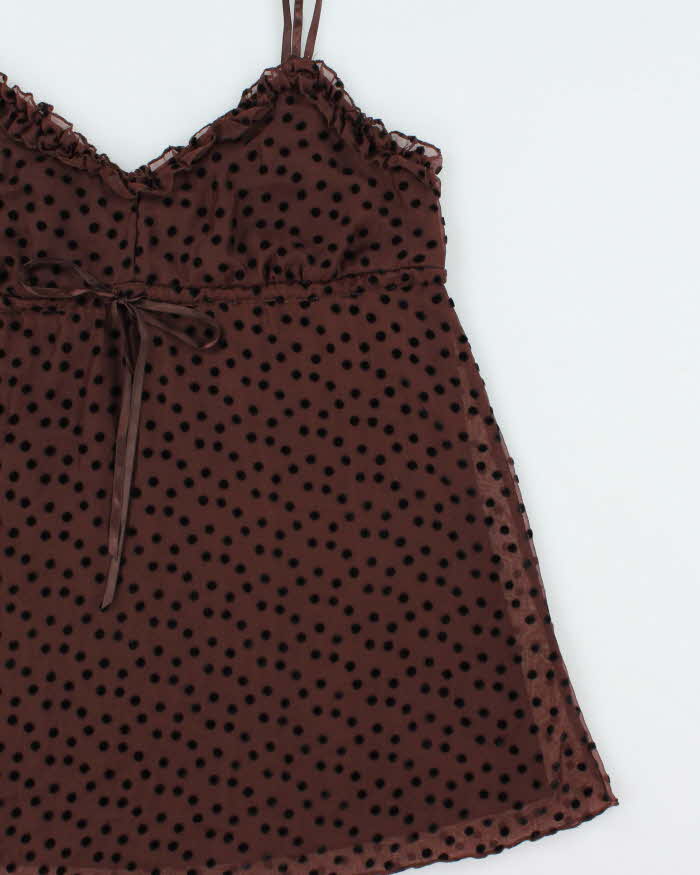 Vintage Y2k 2000s No Boundaries Velvet Polka Dot Cami Top - L