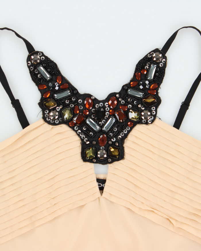 Vintage 2010s Bebe Sequin Jewelled Key Hole Cut Out Top - XS
