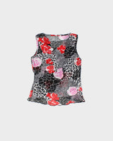 Vintage 1990s Rose Animal Print Cowl Neck Top - S