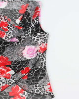 Vintage 1990s Rose Animal Print Cowl Neck Top - S