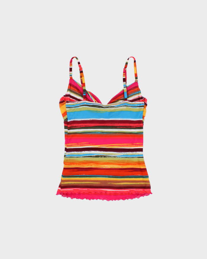 Vintage Y2k 2000s Moda International Stripy Double Mesh Cami Top - S