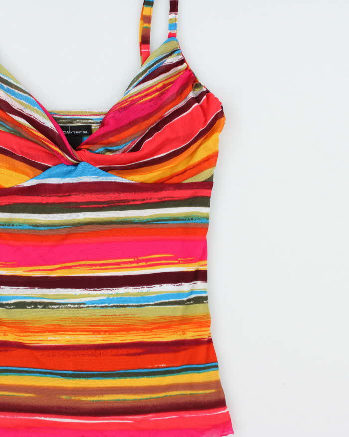 Vintage Y2k 2000s Moda International Stripy Double Mesh Cami Top - S
