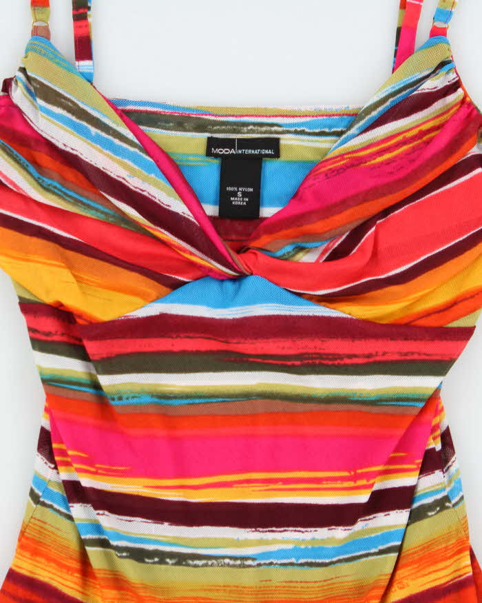 Vintage Y2k 2000s Moda International Stripy Double Mesh Cami Top - S