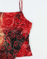 Vintage 1990s Assa USA Glitter Asymmetric Hem Cami Top - XS