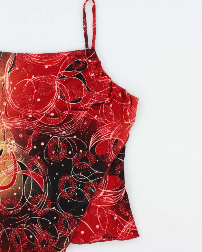 Vintage 1990s Assa USA Glitter Asymmetric Hem Cami Top - XS
