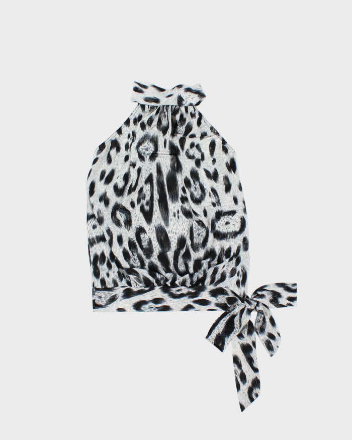 Vintage Y2k 2000s Quiz Shimmery Animal Print High Neck Halter Top - S