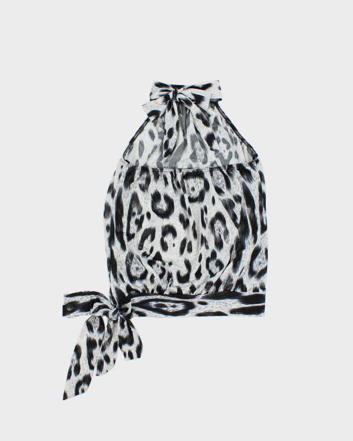 Vintage Y2k 2000s Quiz Shimmery Animal Print High Neck Halter Top - S