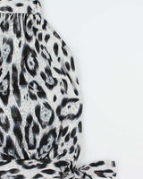 Vintage Y2k 2000s Quiz Shimmery Animal Print High Neck Halter Top - S