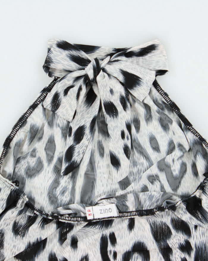 Vintage Y2k 2000s Quiz Shimmery Animal Print High Neck Halter Top - S