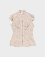 Vintage Y2k 2000s Charlotte Russe Satin Polka Dot Blouse - M