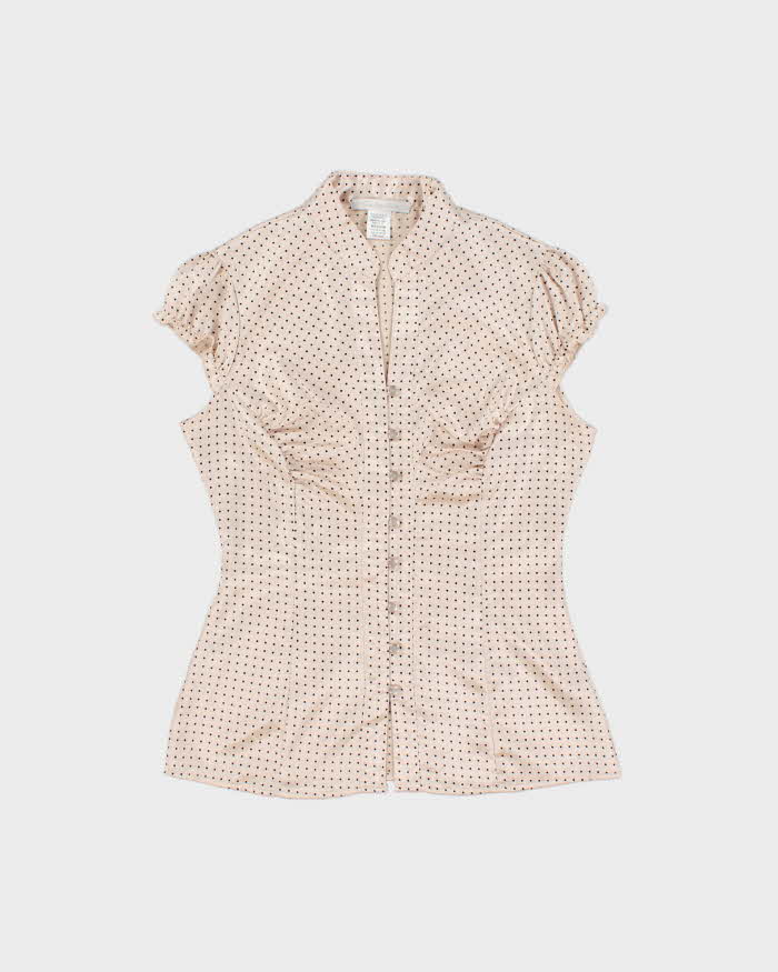 Vintage Y2k 2000s Charlotte Russe Satin Polka Dot Blouse - M