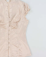 Vintage Y2k 2000s Charlotte Russe Satin Polka Dot Blouse - M