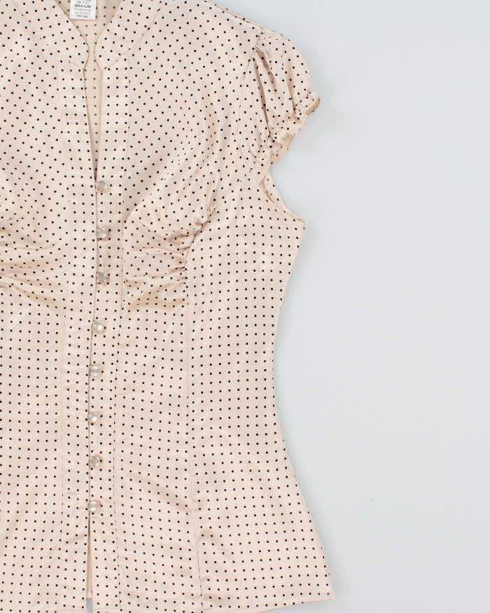 Vintage Y2k 2000s Charlotte Russe Satin Polka Dot Blouse - M