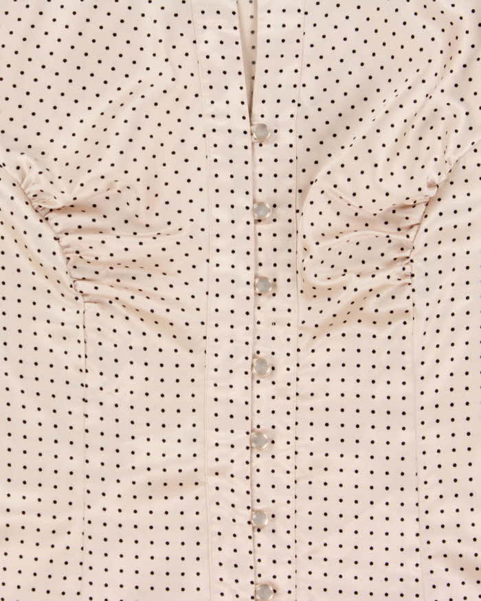 Vintage Y2k 2000s Charlotte Russe Satin Polka Dot Blouse - M