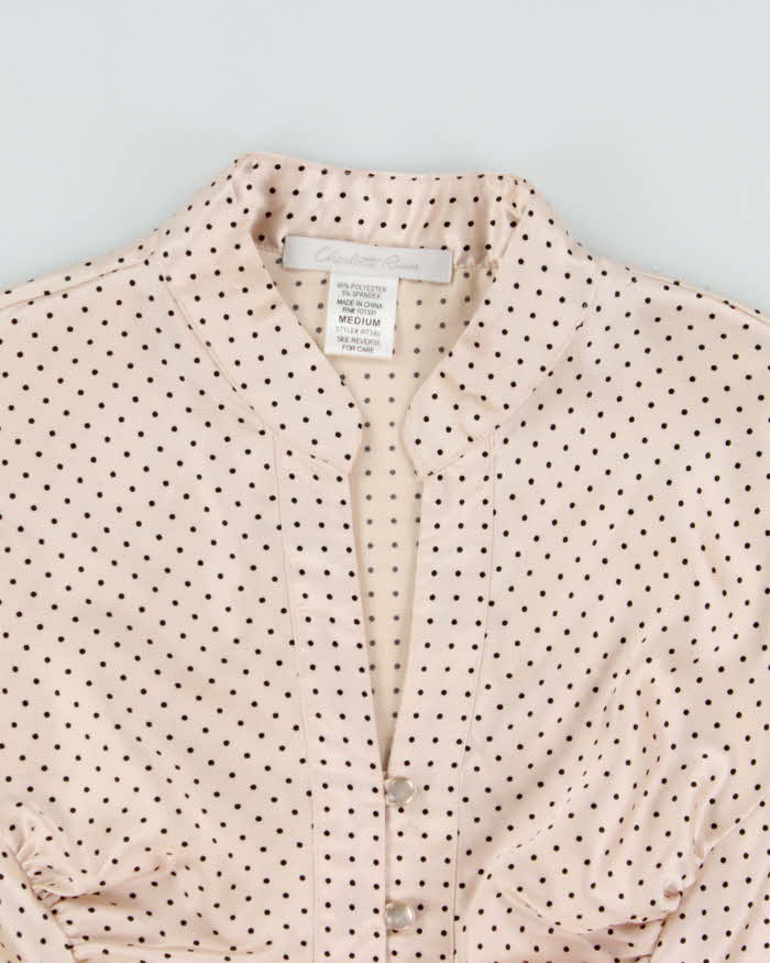 Vintage Y2k 2000s Charlotte Russe Satin Polka Dot Blouse - M