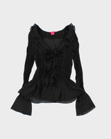 Vintage Y2K 2000S Sunny Leigh Crinkle Mesh Long Sleeve Blouse - M