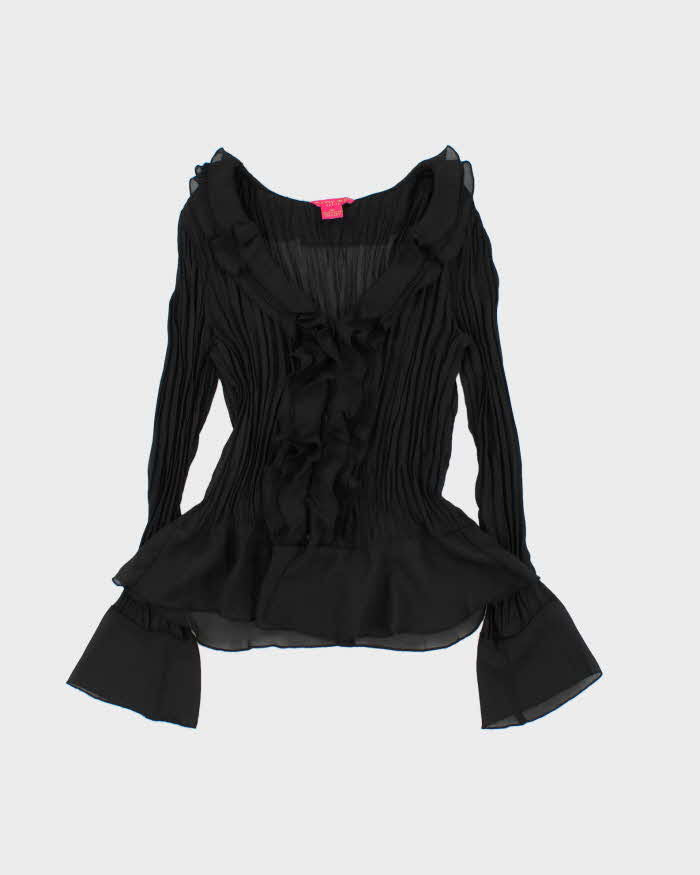Vintage Y2K 2000S Sunny Leigh Crinkle Mesh Long Sleeve Blouse - M