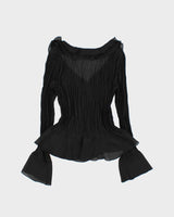 Vintage Y2K 2000S Sunny Leigh Crinkle Mesh Long Sleeve Blouse - M