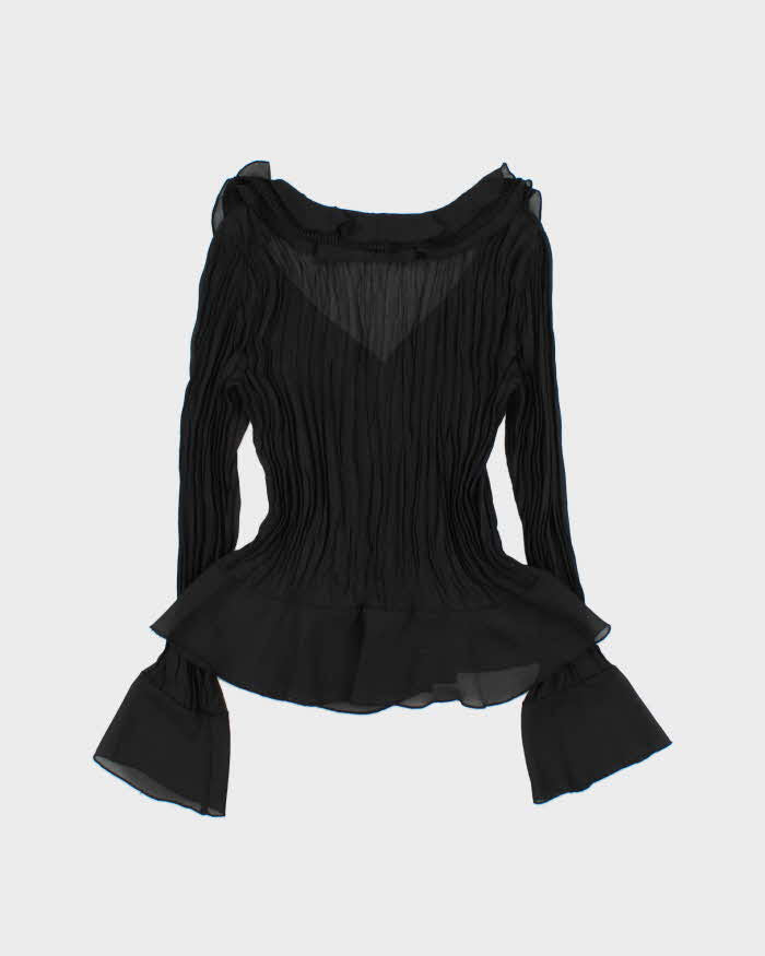 Vintage Y2K 2000S Sunny Leigh Crinkle Mesh Long Sleeve Blouse - M