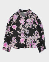 Vintage 1990s Bellesa Floral Mesh Long Sleeve Blouse - XL