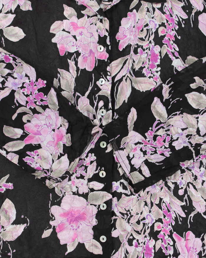 Vintage 1990s Bellesa Floral Mesh Long Sleeve Blouse - XL
