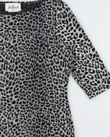 Vintage 1990s Jessica Leopard Print Slinky 3/4 Length Sleeve Top - L