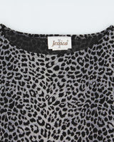 Vintage 1990s Jessica Leopard Print Slinky 3/4 Length Sleeve Top - L