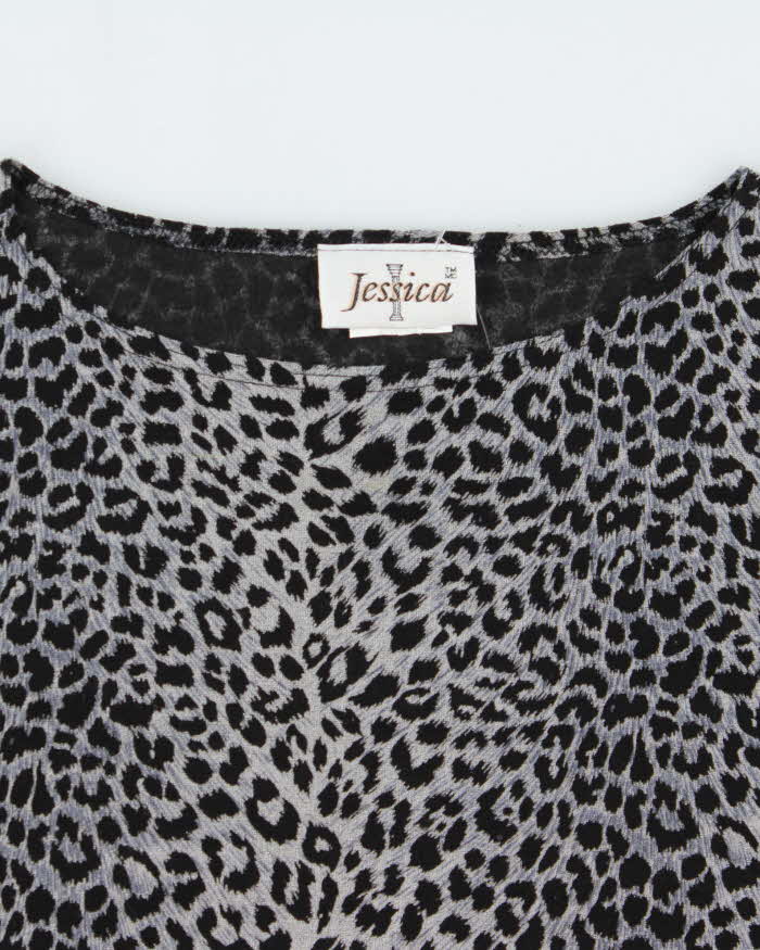 Vintage 1990s Jessica Leopard Print Slinky 3/4 Length Sleeve Top - L