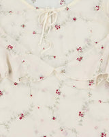 Vintage 1990s Cartise Embroidered Mesh Flared Sleeve Top - M