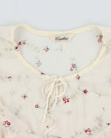 Vintage 1990s Cartise Embroidered Mesh Flared Sleeve Top - M