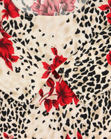 Vintage 1990s Cleo Leopard Print Floral 3/4 Length Sleeve Top - L