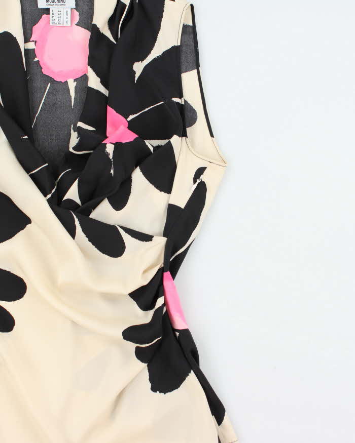 Vintage 2000s Moschino Cheap &amp; Chic Floral Cowl Neck Silk Top - M