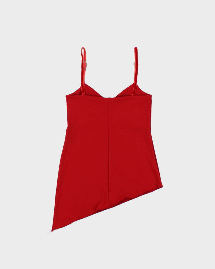 Vintage 1990s Plum Asymmetric Hem Velvet Strap Cami Top - S