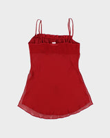 Vintage Y2k 2000s La Vie En Rose Mesh Split Side Cami Top - S