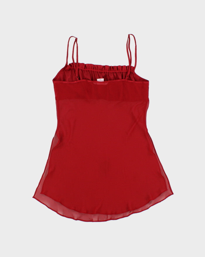Vintage Y2k 2000s La Vie En Rose Mesh Split Side Cami Top - S