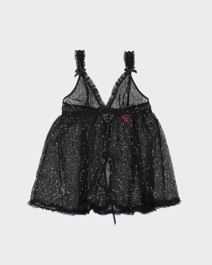 Vintage Y2k 2000s Victoria's Secret Mesh Sequin Tie Back Cami Top - M